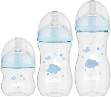 Buba Kit 3 Mamadeiras Easy Flow Nuvem Azul