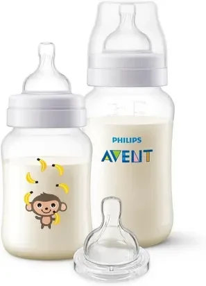 Kit Mamadeiras Anti-Colic Macaco Philips Avent