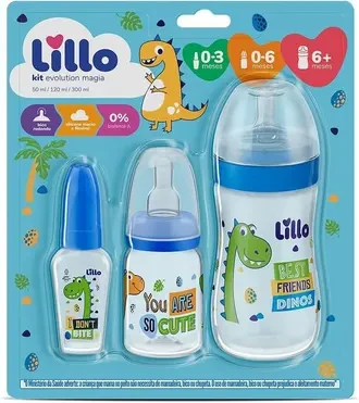 Lillo Kit 3 Mamadeiras Evolution Magia Dino